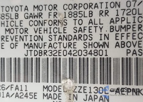 2004 Toyota Corolla Le из США, поврежденный, VIN JTDBR32E042034801